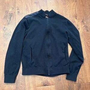 Mens Michael kors full zip sweater Sz large navy blue pockets
